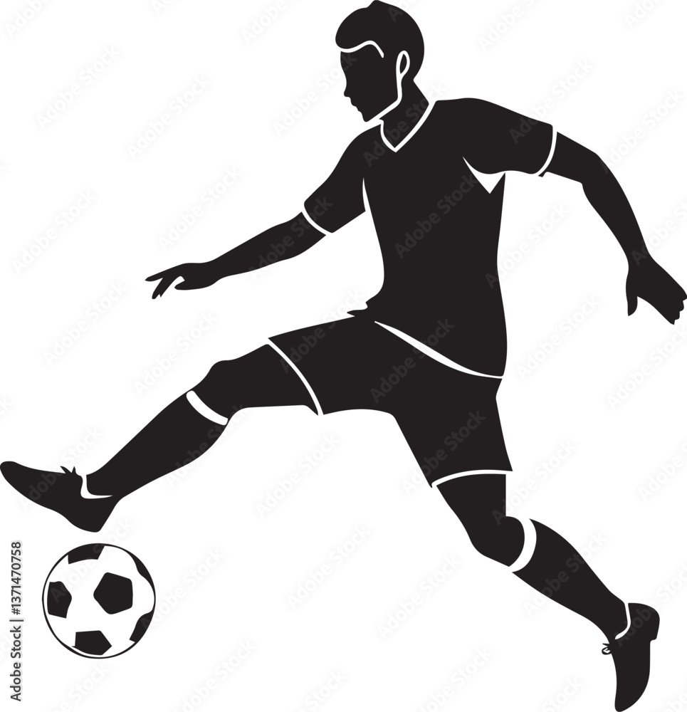 Naklejka premium football player silhouette creative illustration vector, soccer player silhouette vector black and white