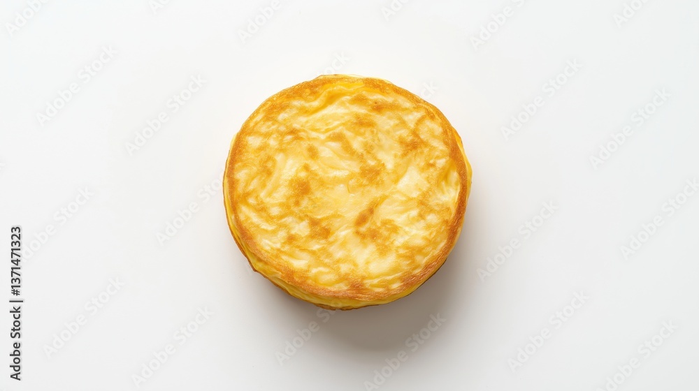 Classic Spanish omelet tortilla de patatas isolated on white from directly above Classic Spanish omelet tortilla de patatas isolated on white from directly above