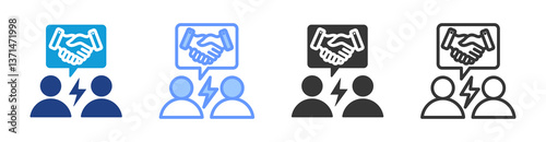 Conflict Resolution icon set multiple style collection