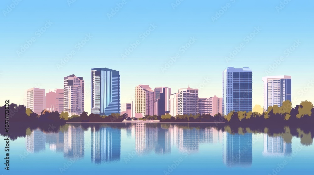 very simple vector style illustration of : orlando florida skyline very simple vector style illustration of : orlando florida skyline