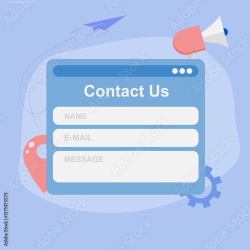 Contact Us form concept for web banner, landing page, business presentation, website banner, customer service, complaint assistance for customers. EPS 4