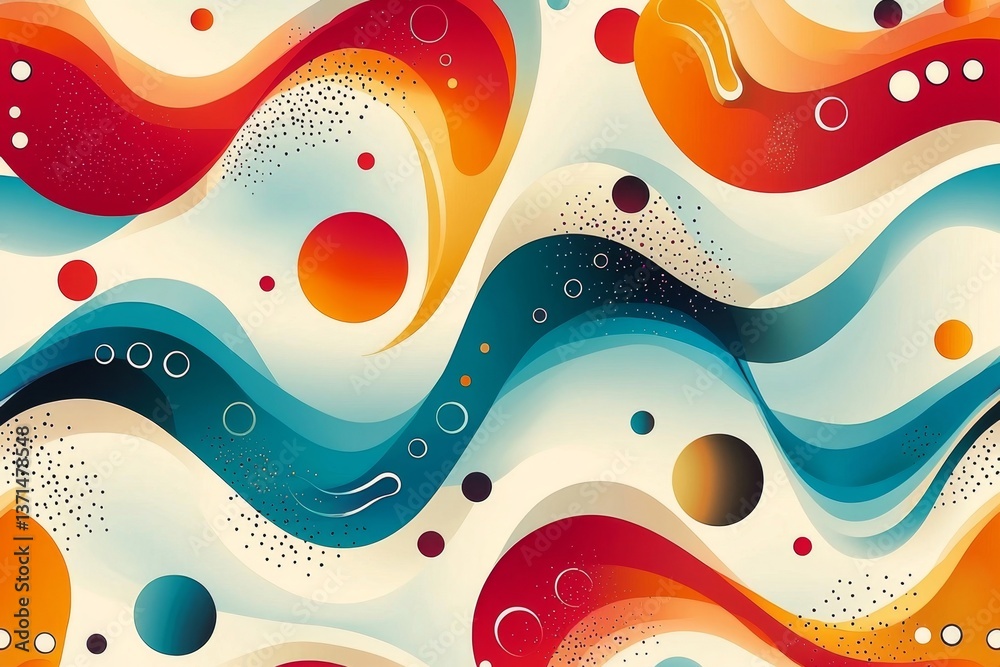 Colorful Abstract Wavy Geometric Shapes Seamless Pattern Colorful Abstract Wavy Geometric Shapes Seamless Pattern