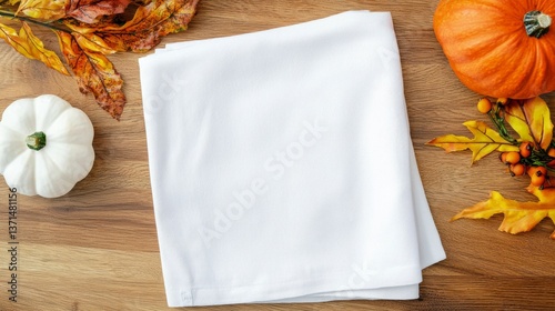 Stylish mock-up featuring a white kitchen towel with Halloween designs.