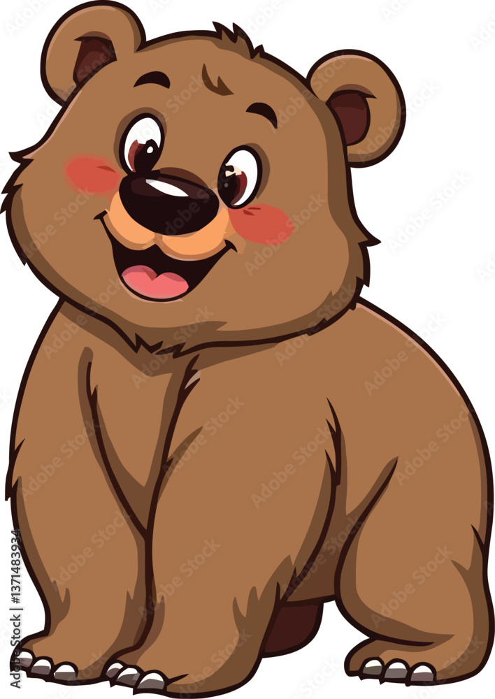Cute cartoon a illustrator grizzly bear vector with a white backround Cute cartoon a illustrator grizzly bear vector with a white backround