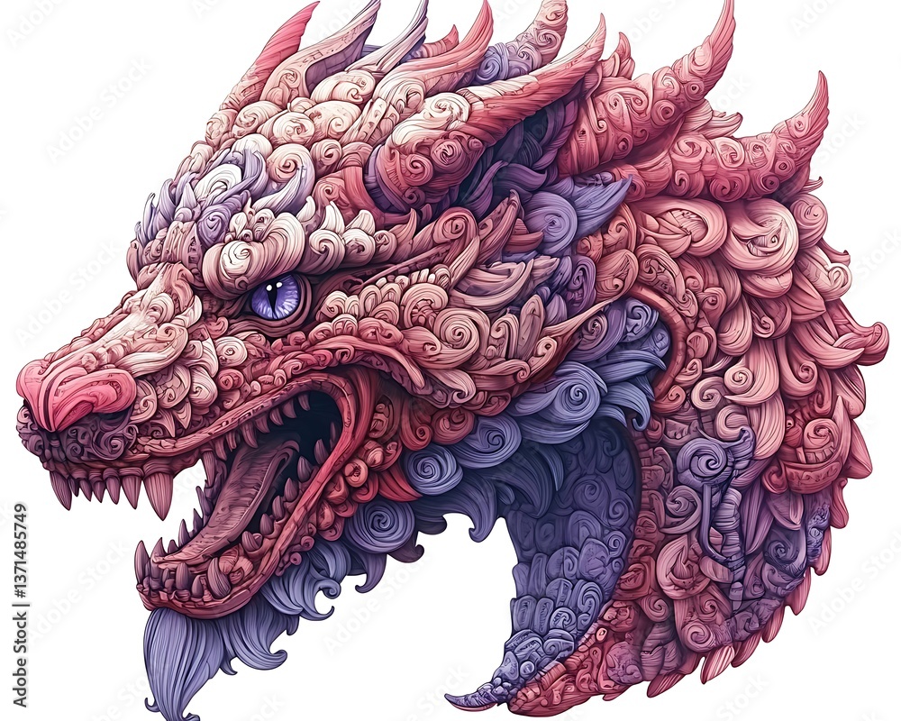 Ornate Dragon Portrait, Detailed Design Ornate Dragon Portrait, Detailed Design