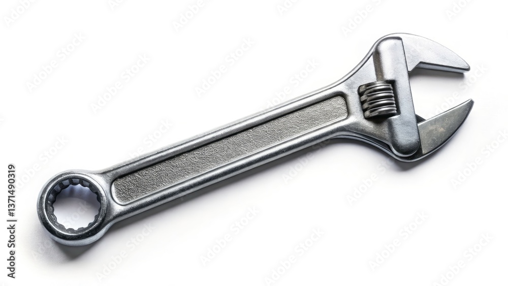 Isolated Metal Wrench, White Background, Mechanic Tool, Hardware, Repair, DIY, Spanner, Equipment, Closeup, Industrial, Wrench Image, Tool Background Photo. Isolated Metal Wrench, White Background, Mechanic Tool, Hardware, Repair, DIY, Spanner, Equipment, Closeup, Industrial, Wrench Image, Tool Background Photo.