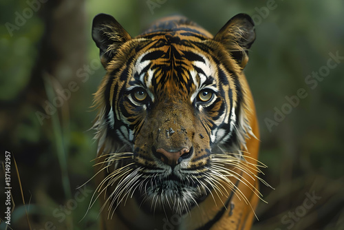 Majestic Bengal Tiger Captured in its Natural Habitat Exhibit Grace and Power