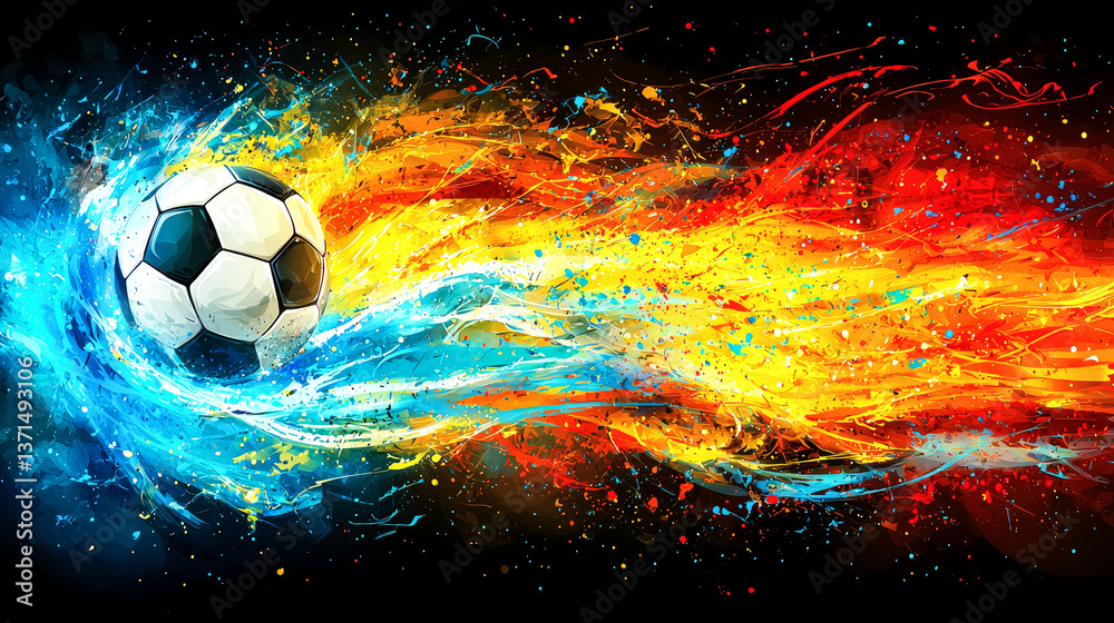Fototapeta premium Fiery Soccer Ball: Abstract Sports Artwork