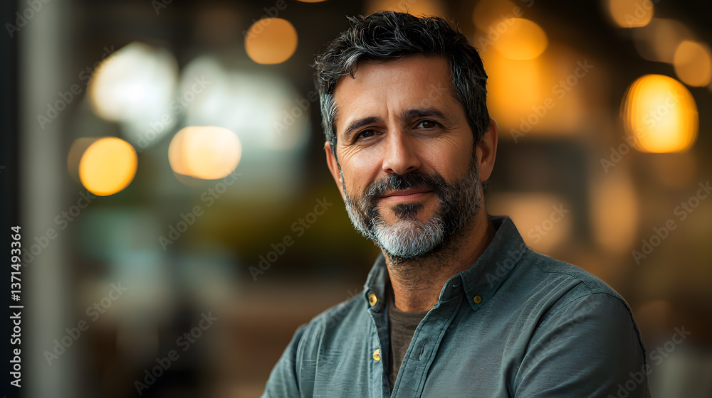 Fototapeta premium Corporate portrait of a passionate artist in a modern workspace capturing creativity and professionalism urban setting close-up view