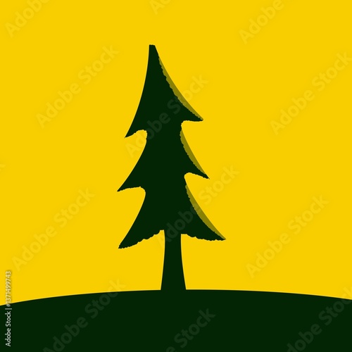 illustration of a pine tree on yellow background. suitable as a logo design