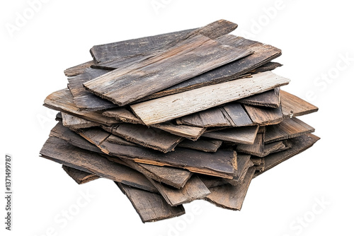Layered roofing shingles for enhanced durability Isolated on white background or PNG background .