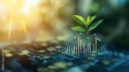 Finance and money technology background concept of business prosperity and asset management  Creative graphic show economy and financial growth by investment in valuable asset to g