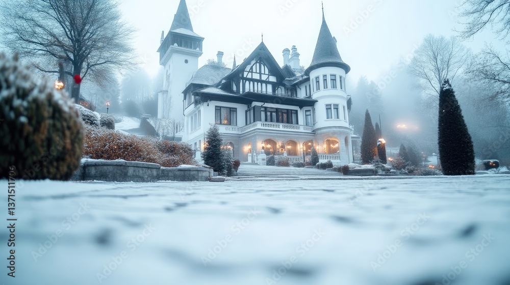 Fototapeta premium Majestic winter mansion