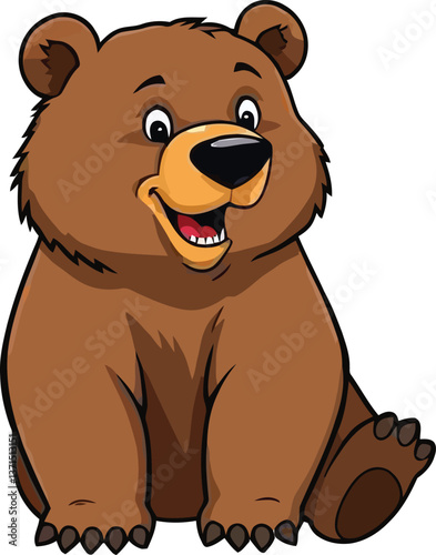 Cute cartoon a illustrator grizzly bear vector with a white backround