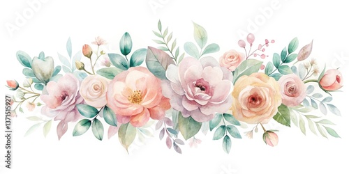 Pastel Watercolor Floral Banner, Minimalist Flower Art, Soft Hues, Artistic Texture, Surreal Floral Design