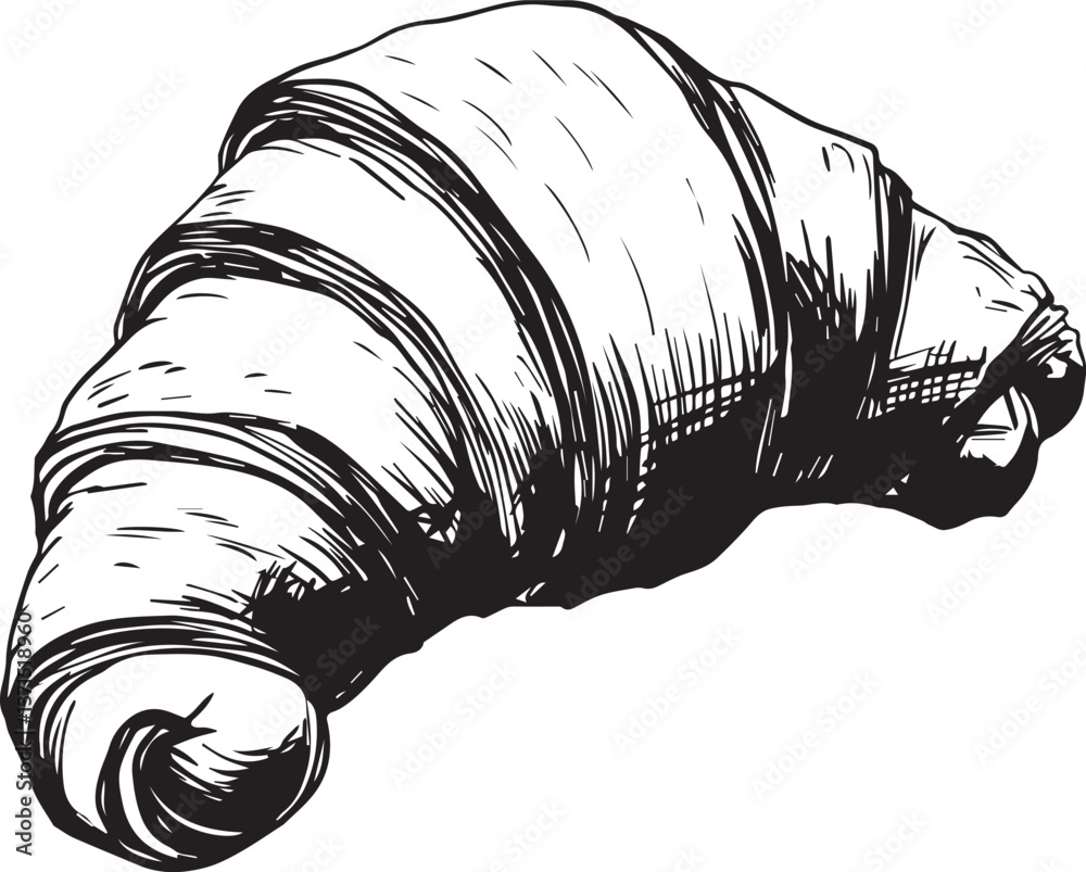 Fototapeta premium hand-drawn perfect line croissant vector black-white for design menus and tabelle