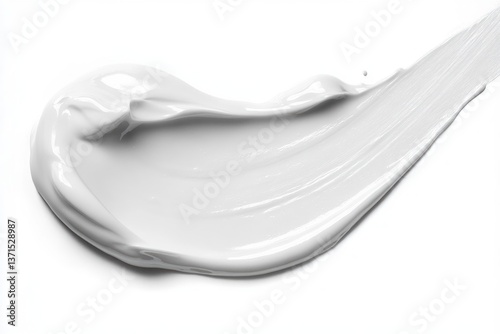 White creamy texture smear on white background skincare product swatch lotion moisture beauty