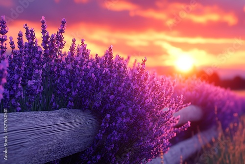 Lavender Field Sunset View photo
