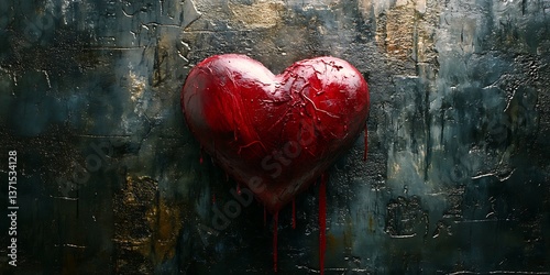Heart on textured wall