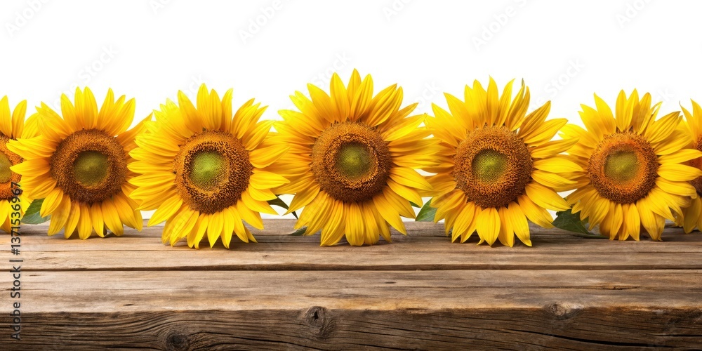 Obraz premium Sunflowers on Rustic Wooden Table - Summer Still Life Photography