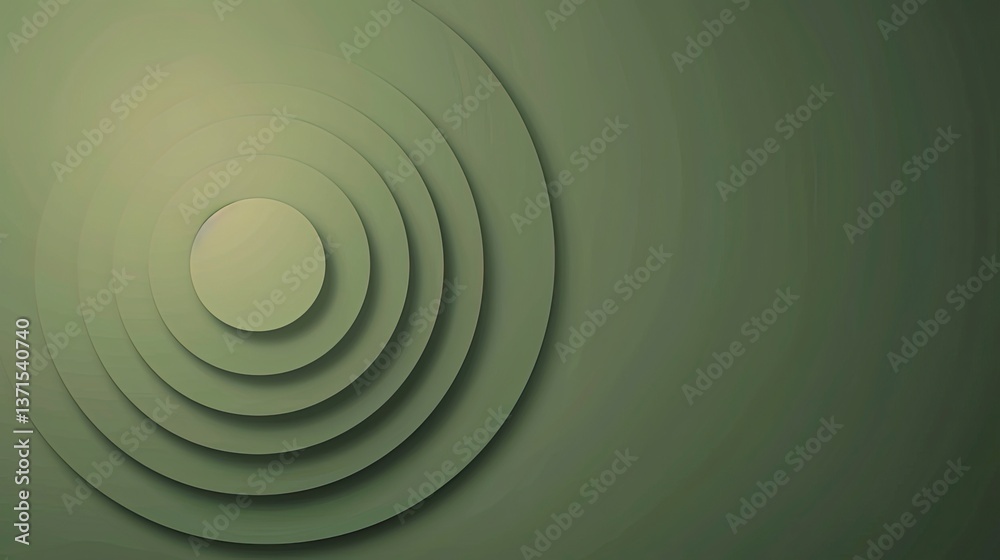 Obraz premium Abstract concentric circles in muted olive green