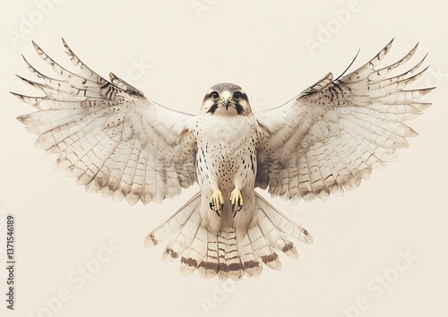 Falcon in Flight, Studio Shot, Beige Background photo