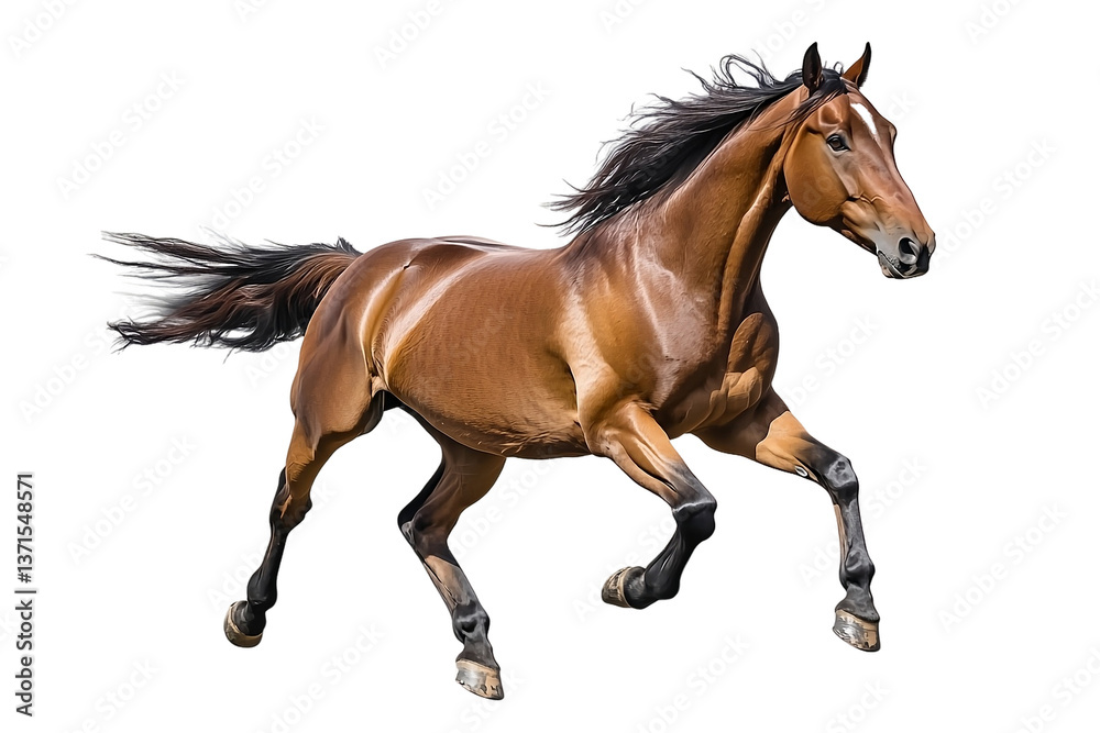 Majestic movement with wild energy Isolated on white background or PNG background . Majestic movement with wild energy Isolated on white background or PNG background .