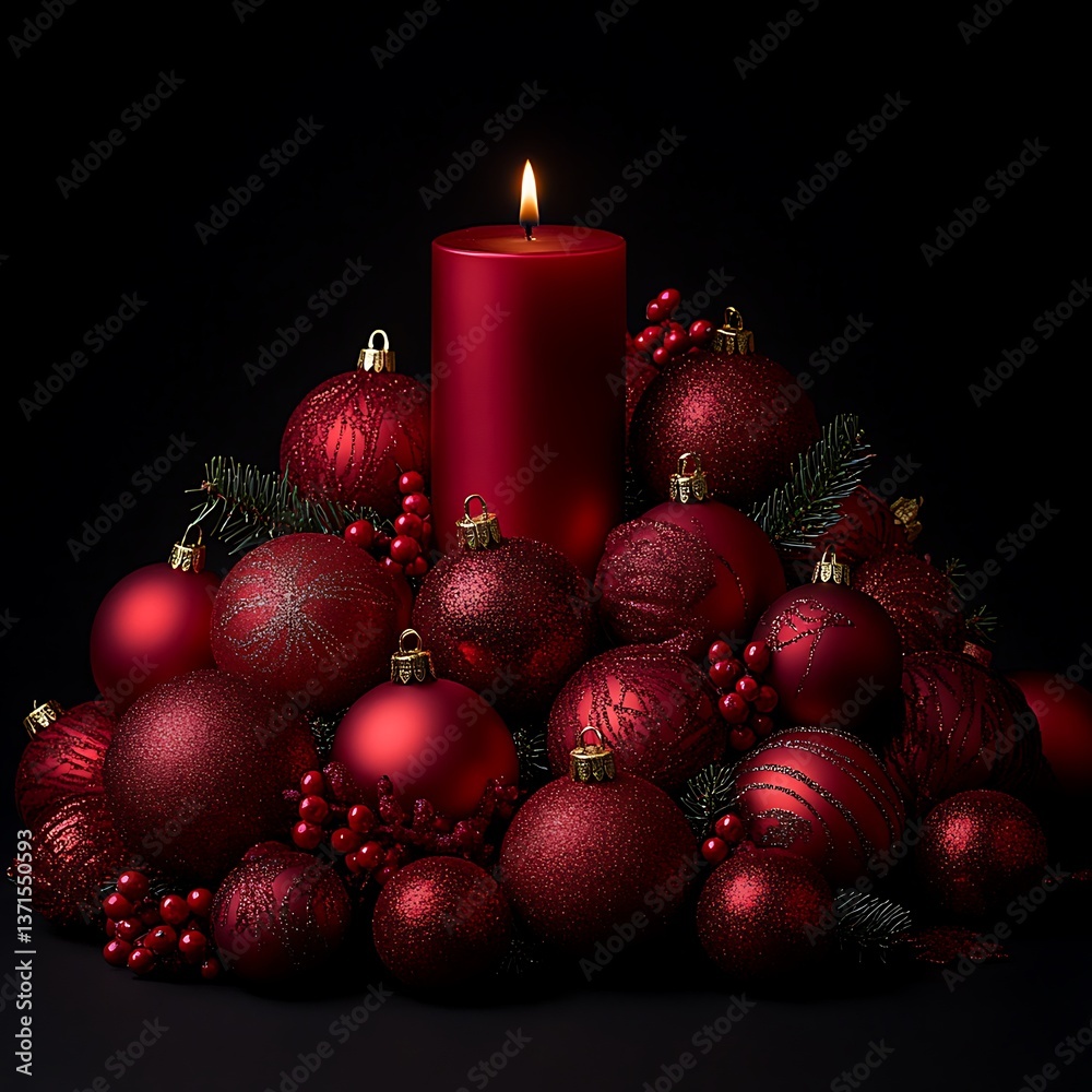 Red Christmas Candle Ornament Display Red Christmas Candle Ornament Display