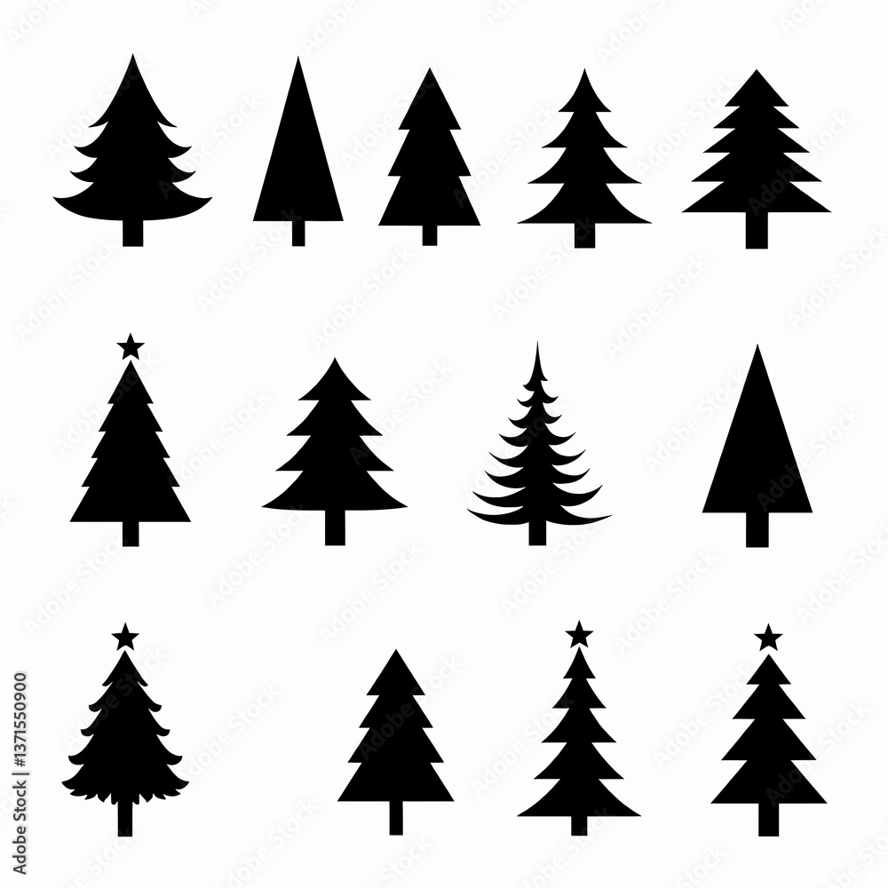 Obraz premium twelve simple black christmas tree