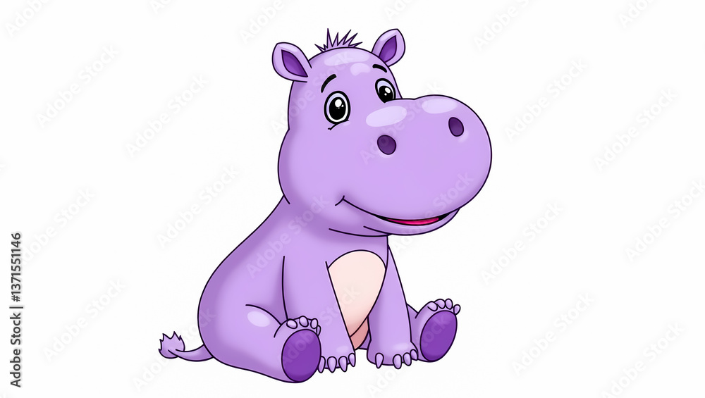 Fototapeta premium adorable purple baby hippopotamus cartoon