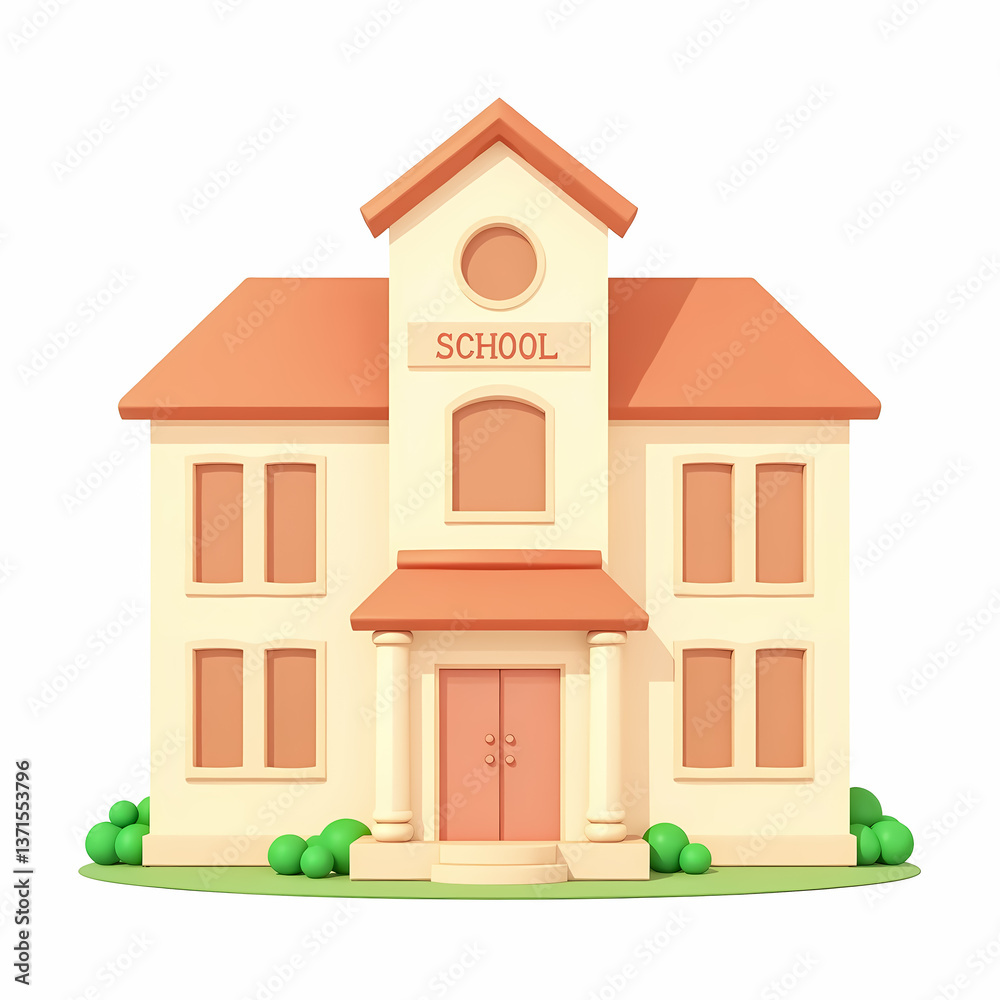 cheerful 3d-rendered model of an elementary school building cheerful 3d-rendered model of an elementary school building