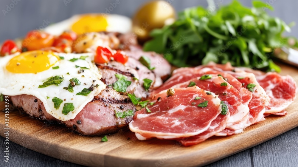 Grilled Steak, Eggs, and Prosciutto Platter Grilled Steak, Eggs, and Prosciutto Platter
