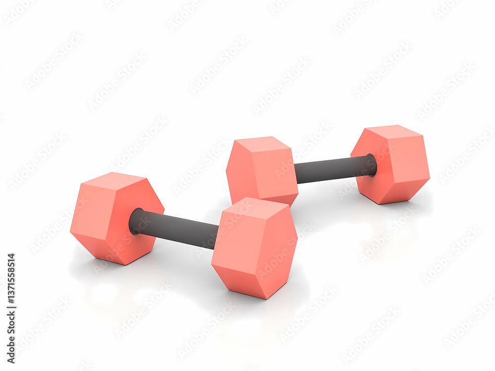 pair of coral hexagonal dumbbells for fitness pair of coral hexagonal dumbbells for fitness