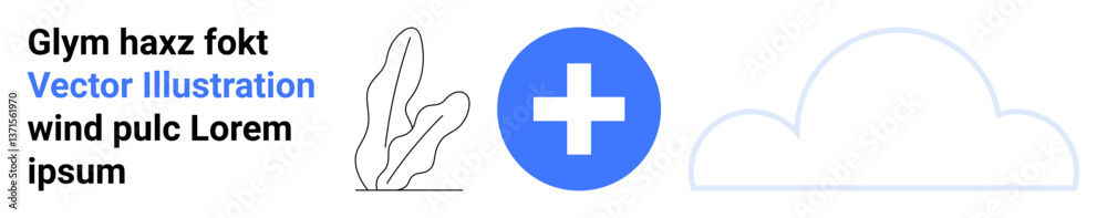 Blue cross, outline cloud, and abstract plant design in modern style. Ideal for healthcare, technology, eco-friendly, wellness, cloud computing, digital tools simple landing page Blue cross, outline cloud, and abstract plant design in modern style. Ideal for healthcare, technology, eco-friendly, wellness, cloud computing, digital tools simple landing page