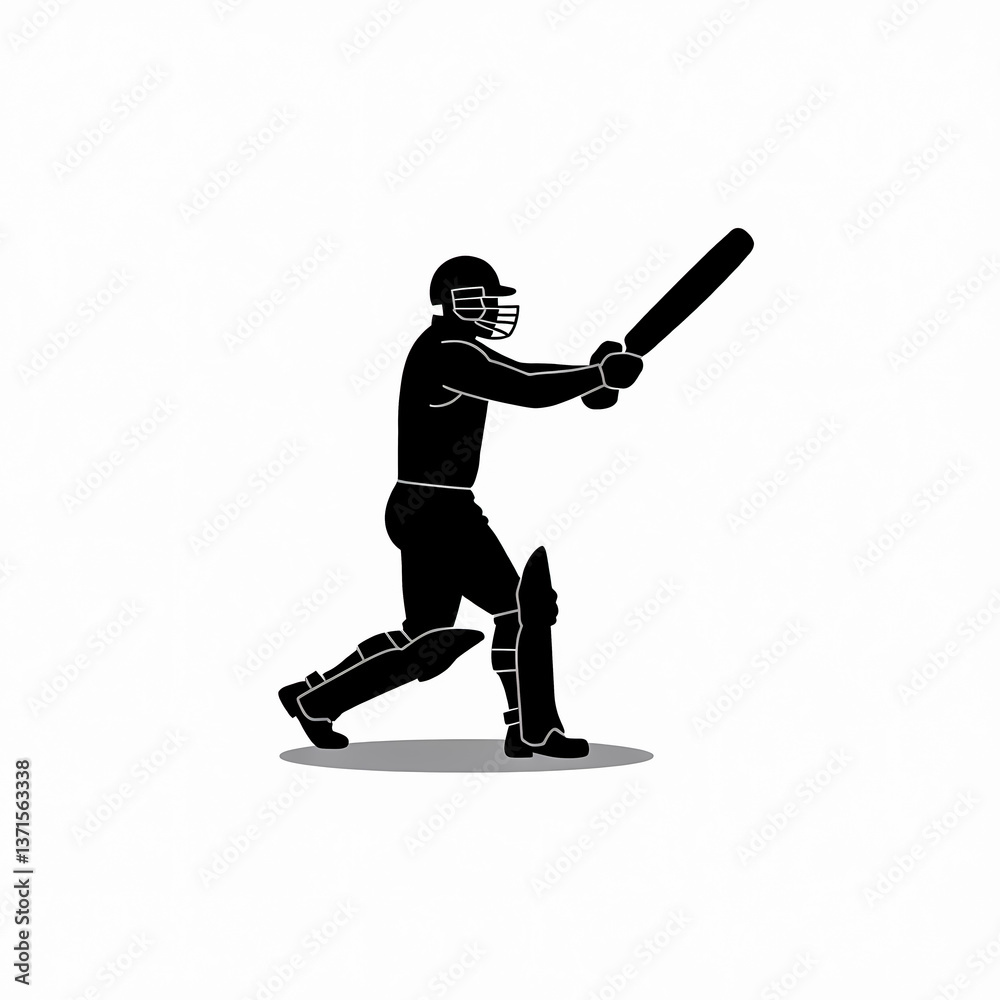 Obraz premium cricket player silhouette: dynamic action pose