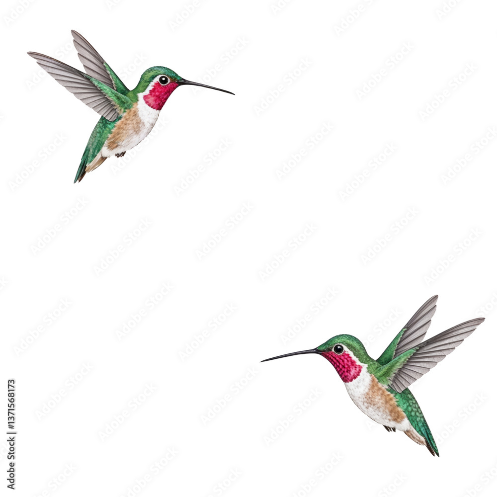 Fototapeta premium Watercolor Hummingbird in Flight