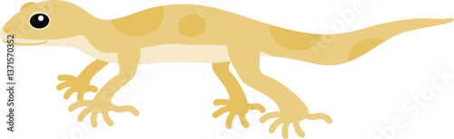 illustration of orange lizard creeping on the wall