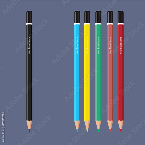 Colour pencils isolated on dark gray background