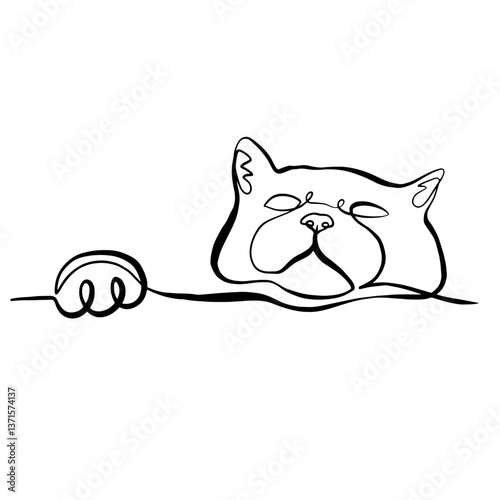 Cat Hiding – Minimalist One Line Art of a Peeking Pet, Continuous Line Illustration for Logos, Tattoos, and Clip Art