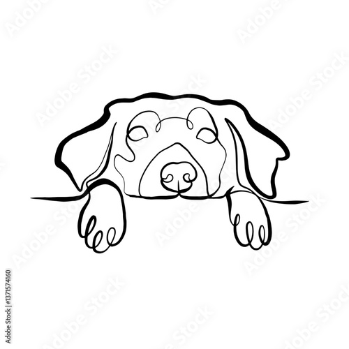 Dog Hiding – Minimalist One Line Art of a Peeking Pet, Continuous Line Illustration for Logos, Tattoos, and Clip Art