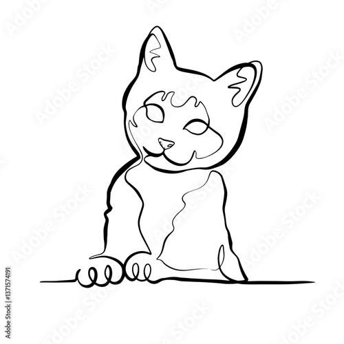 Cat Hiding – Minimalist One Line Art of a Peeking Pet, Continuous Line Illustration for Logos, Tattoos, and Clip Art