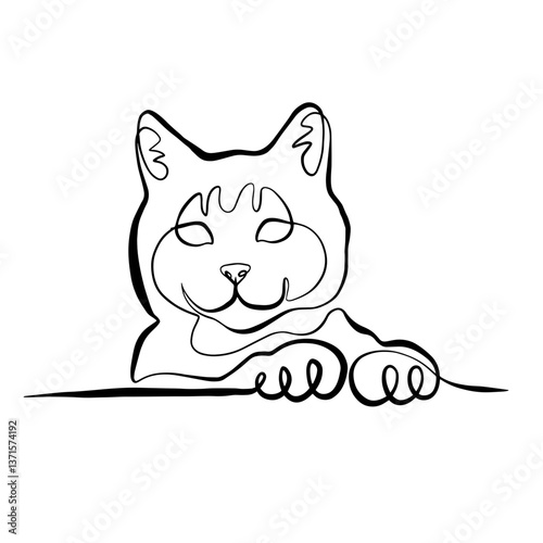 Cat Hiding – Minimalist One Line Art of a Peeking Pet, Continuous Line Illustration for Logos, Tattoos, and Clip Art