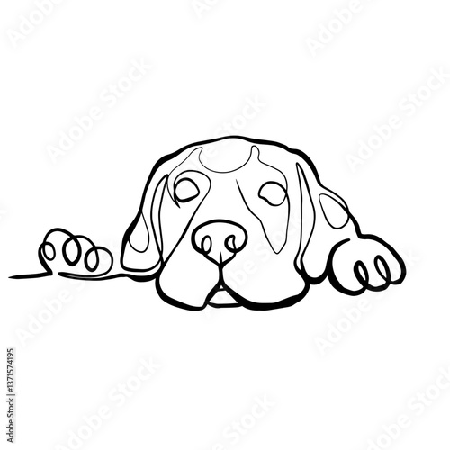 Dog Hiding – Minimalist One Line Art of a Peeking Pet, Continuous Line Illustration for Logos, Tattoos, and Clip Art