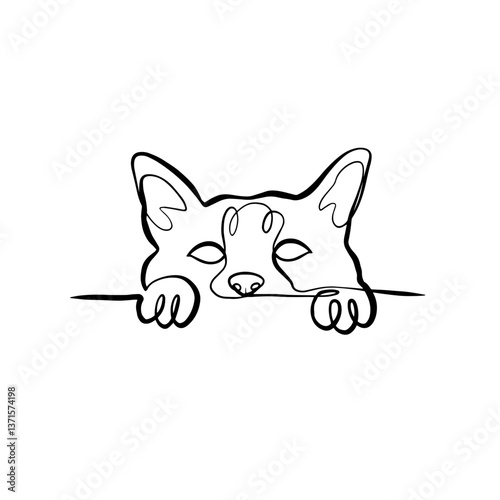 Cat Hiding – Minimalist One Line Art of a Peeking Pet, Continuous Line Illustration for Logos, Tattoos, and Clip Art