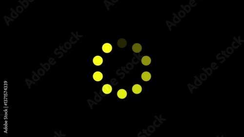 Smooth Rotating Yellow Loading Spinner on Black Background