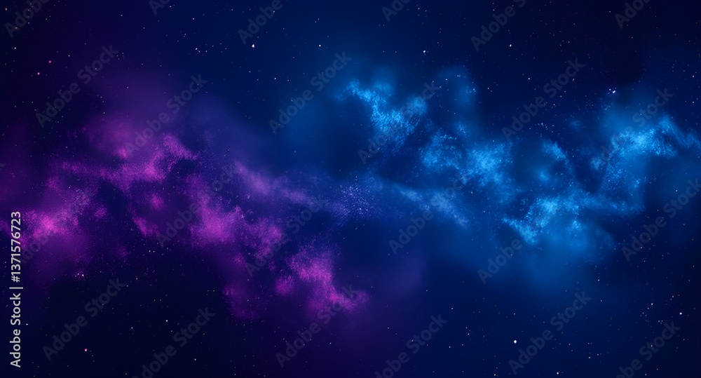 Naklejka premium A purple and blue nebula with scattered stars visible