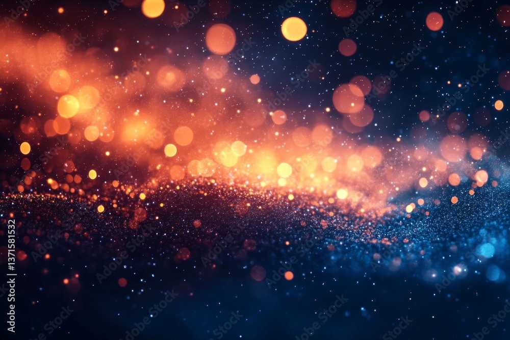 Fototapeta premium Golden sparkling particles forming abstract shape on dark background