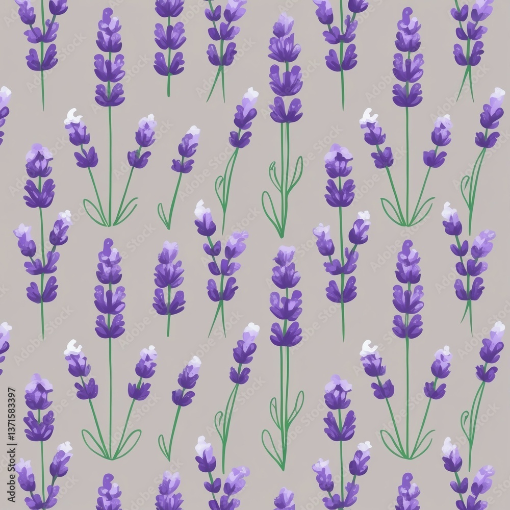 Obraz premium A beautifully arranged pattern of lavender flowers, showcasing vibrant purple hues against a soft, neutral background. Perfect for nature-themed designs.