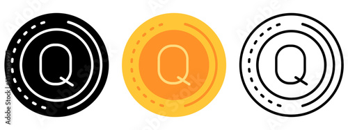 Quetzal Currency Coin Icon, Currency coin Collection of Line, Glyph and Flat, Set of Country Currency Coin