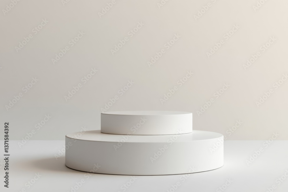 Minimalist White Two Tiered Display Stand Product Presentation Platform Empty Podium for Mockup Minimalist White Two Tiered Display Stand Product Presentation Platform Empty Podium for Mockup